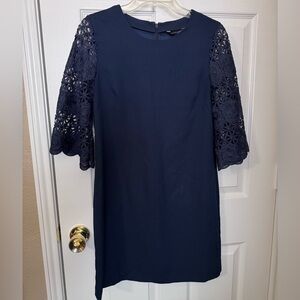 Banana Republic Navy Lace-Sleeve Dress